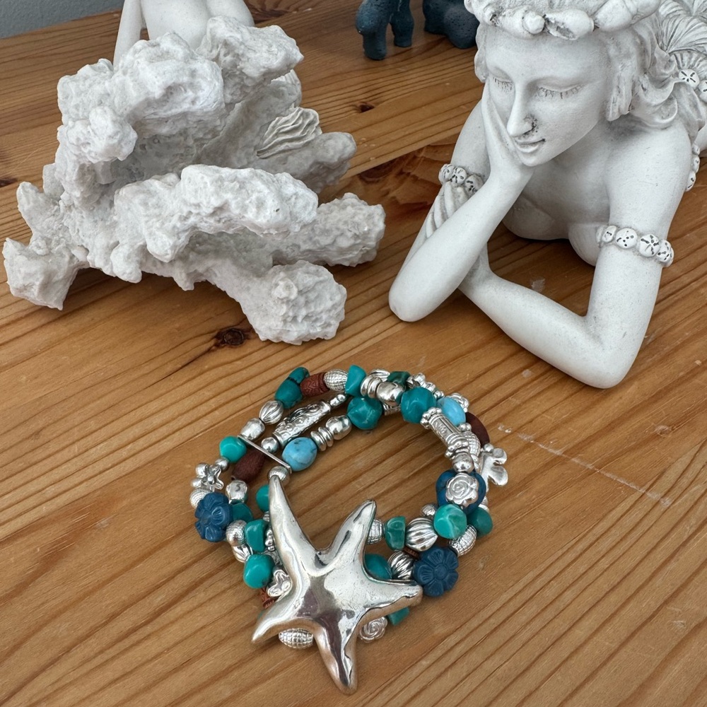 Turquoise and Silver Starfish Bracelet